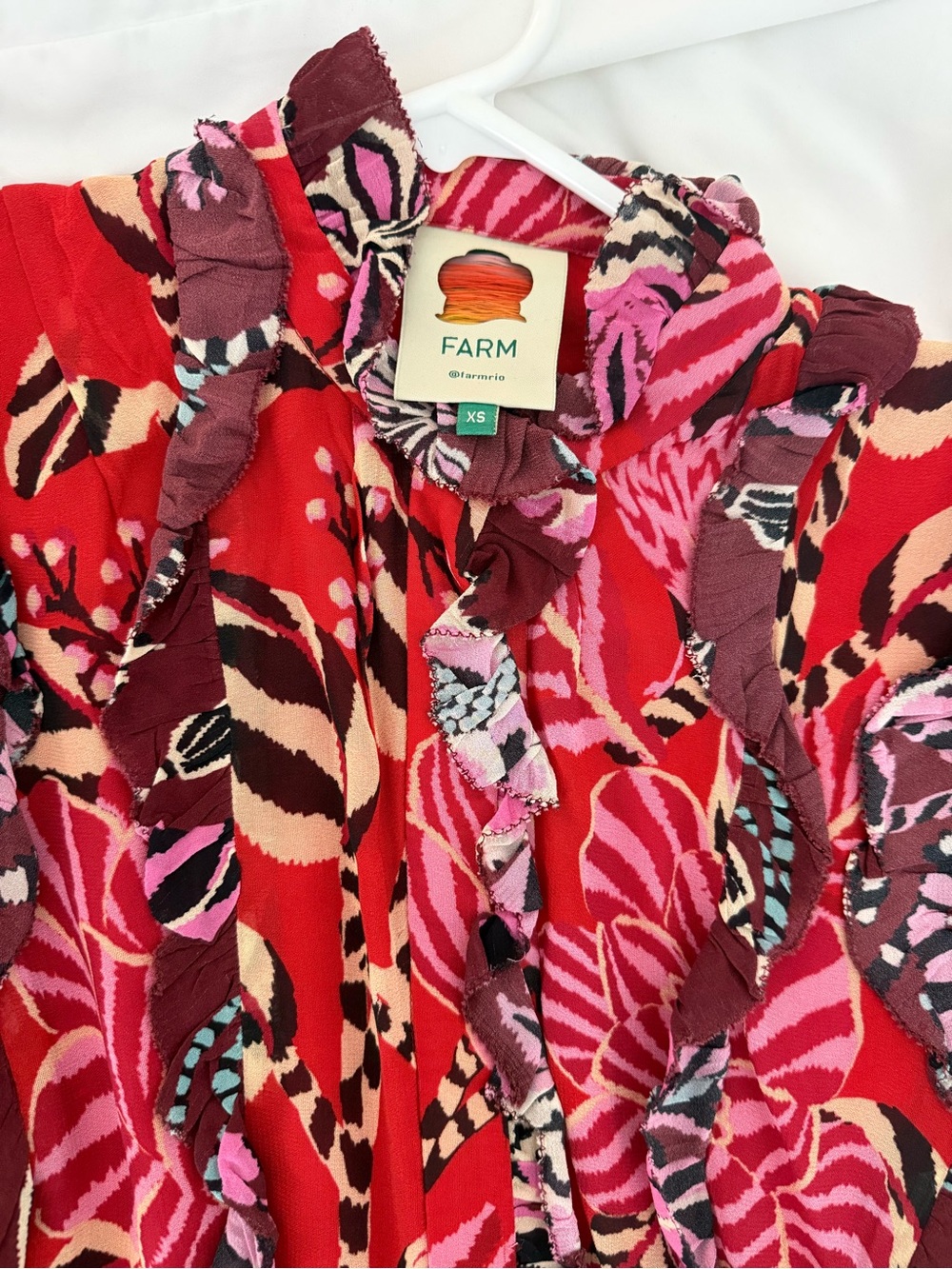 FARM Rio Pink & Orange Floral Ruffle Mini Dress - Picture 8 of 8